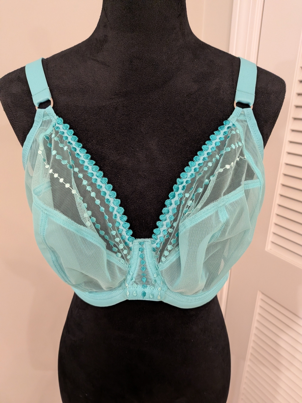 OB#1:Elomi Matilda Sheer Lace Underwire Bra in Aqua - Women Intimates Size 36 J